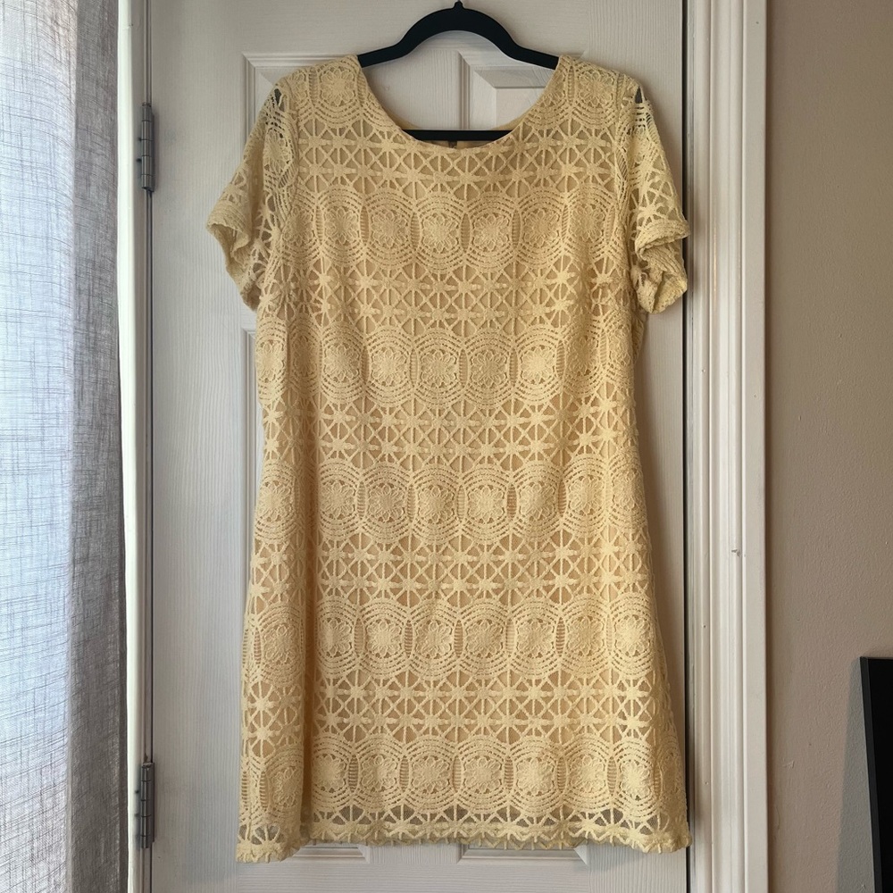 Lulus Love You For Eternity Yellow Lace Shift Dress